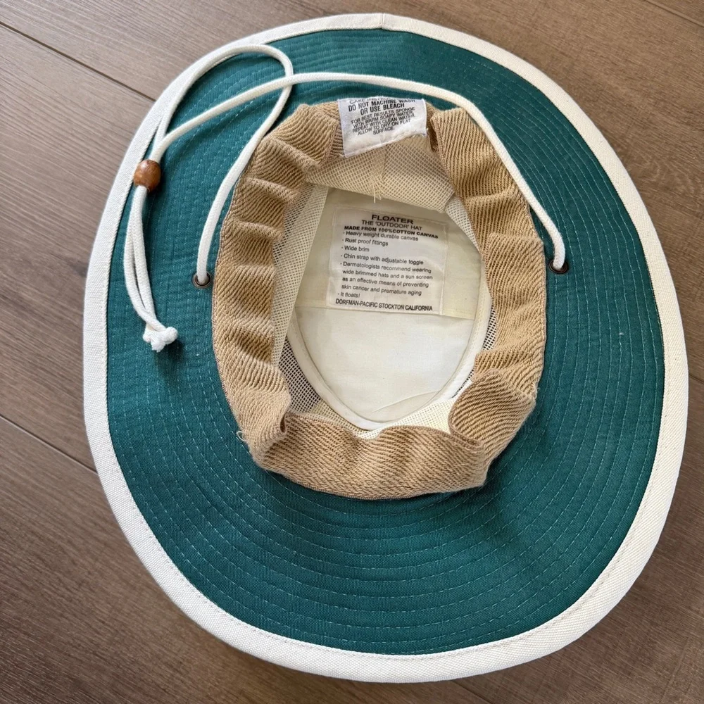 Dorfman Pacific Canvas‎ Adult Hat Floater Cream Chin Strap Outdoors Boat Fishing